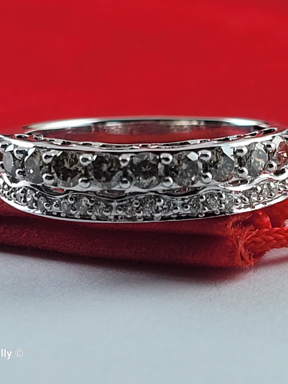 $2500 LeVian 14K White Gold Chocolate & Vanilla Diamonds Ring Size 7.25